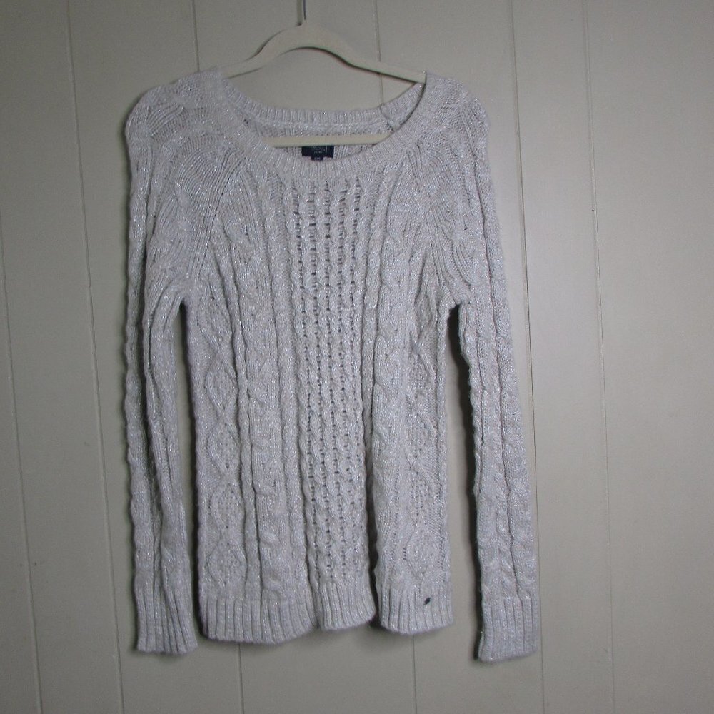 American Eagle Sweater M Long Loose Knit Tan